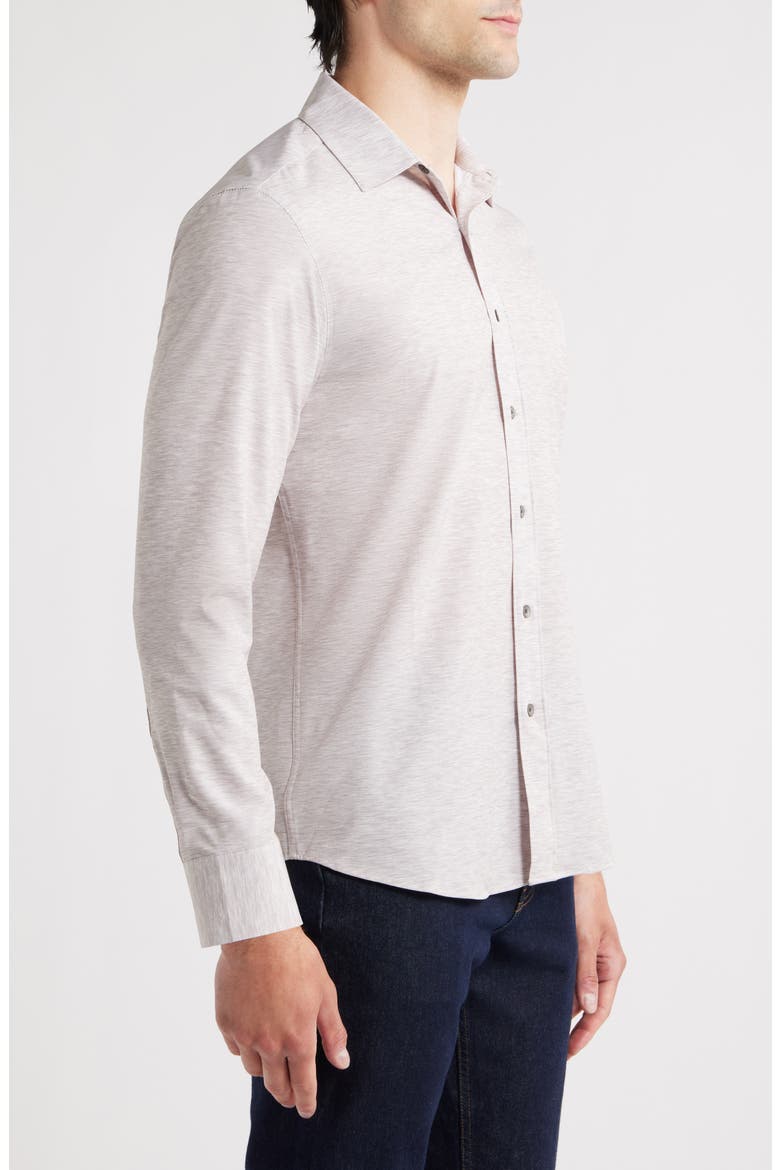 Trim Fit Mélange Performance Button-Up Shirt, Alternate, color, GREY