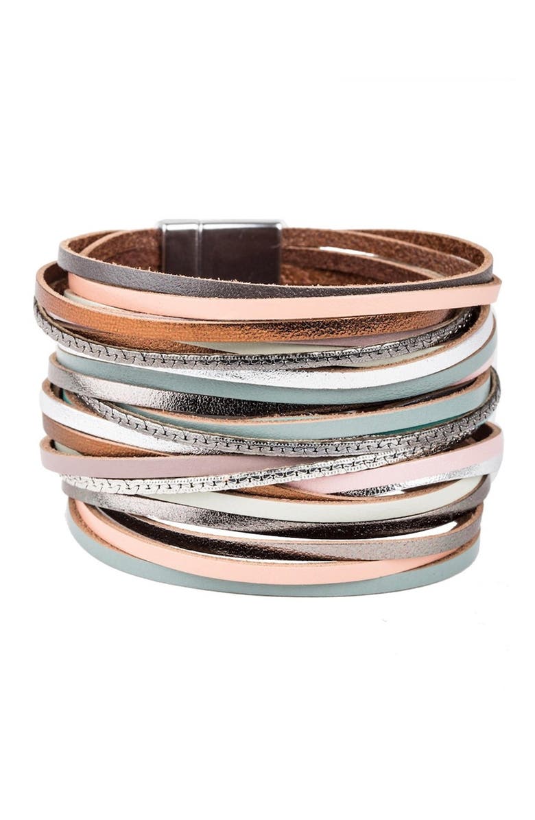 SAACHI On The Line Leather Bracelet, Main, color, 