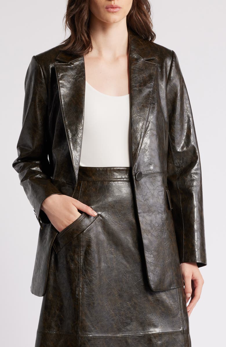 KOBI HALPERIN Rustic Faux Leather Blazer, Main, color, 