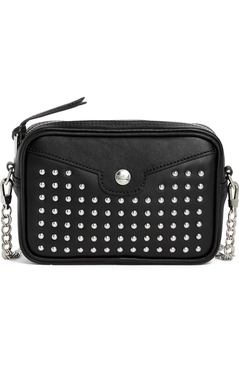 Longchamp Mademoiselle Studded Small Crossbody Bag, Main, color, Black