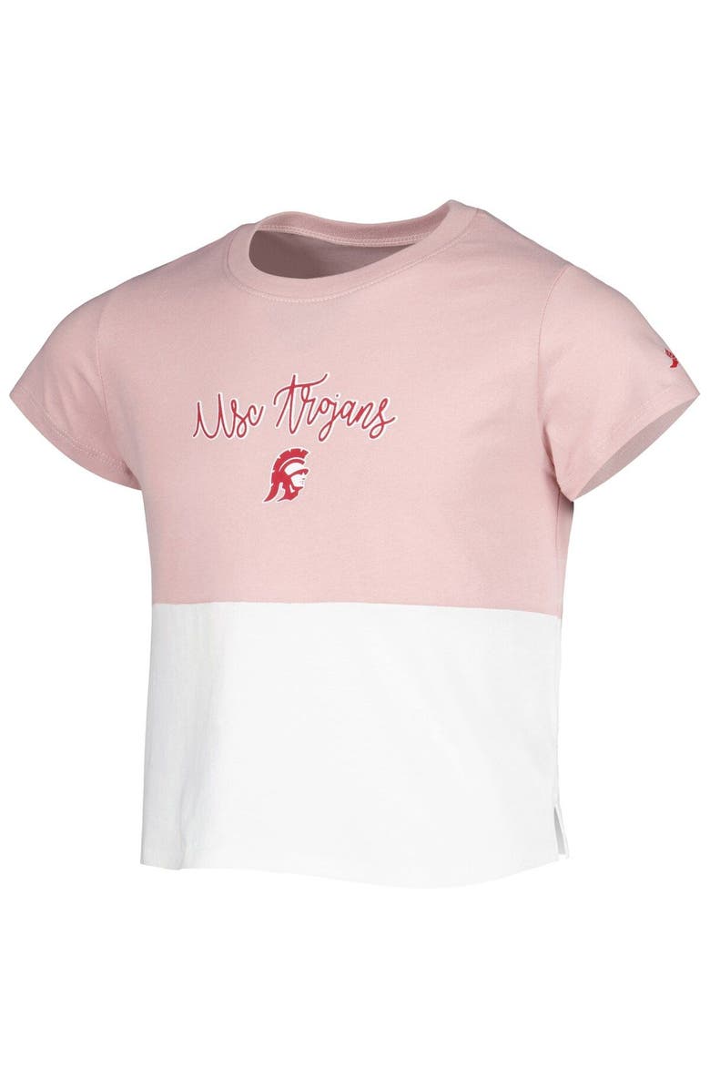 LEAGUE COLLEGIATE WEAR Girls Youth League Collegiate Wear Pink/White USC Trojans Colorblocked T-Shirt, Alternate, color, 