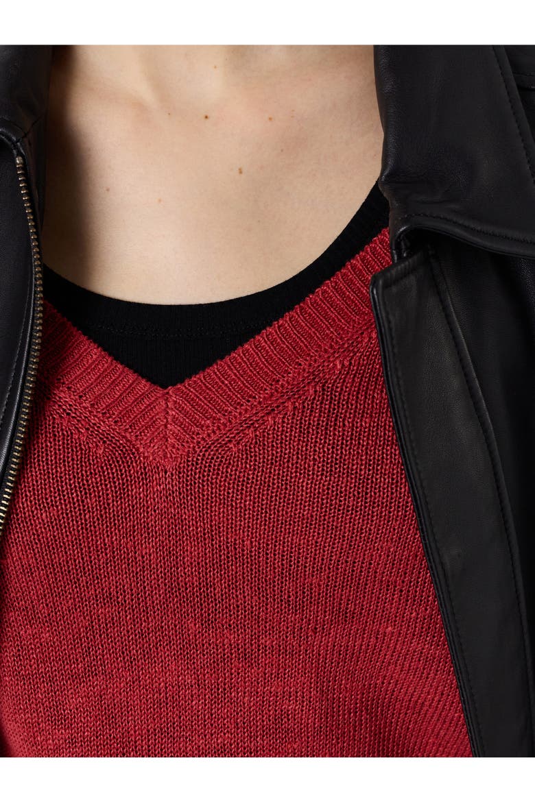Lylou 3/4 Sleeve V-Neck Knit Top, Alternate, color, Red