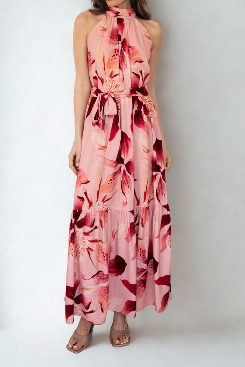 Label Of Love Bush Lily Halter Maxi Dress In Pink