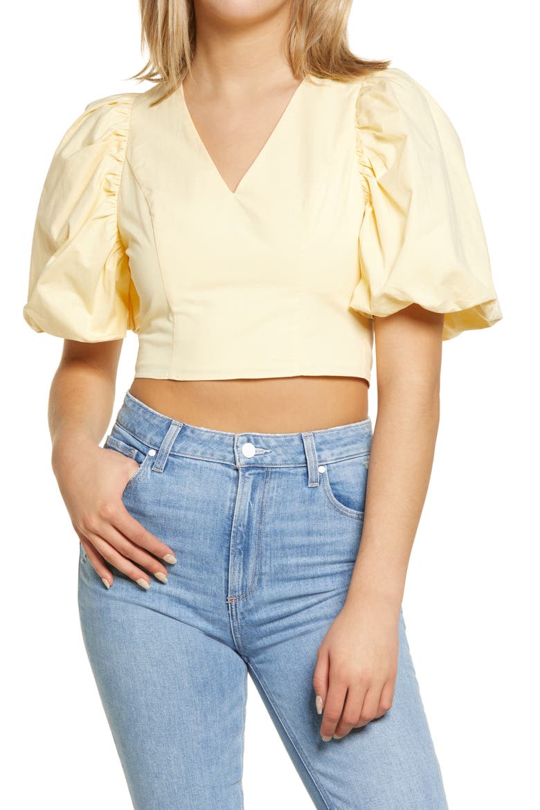 V-Neck Crop Top, Main, color, YELLOW