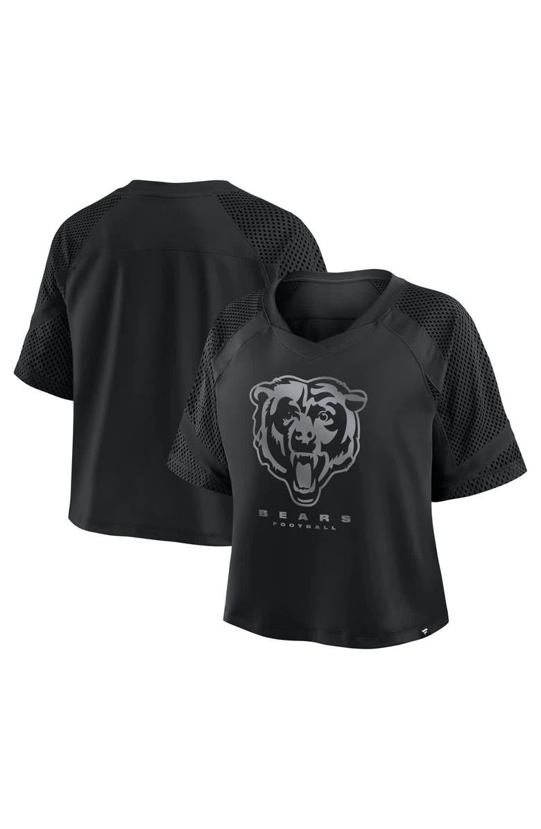FANATICS Women's Fanatics Chicago Bears Oversized Raglan V-Neck Blackout Fashion Jersey, Main, color, Black