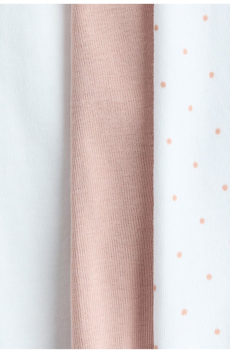 H&M 3-pack Foldover-waist Trousers, Alternate, color, Light Dusty Pink/Dotted