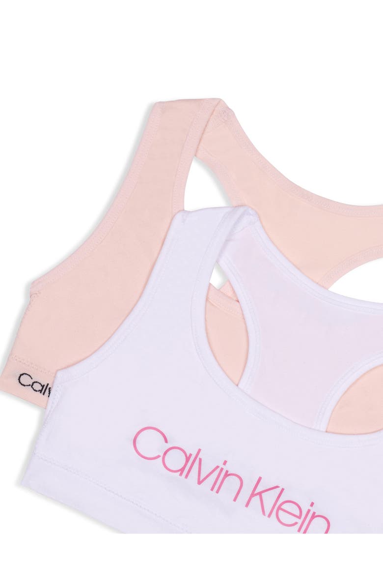 Calvin Klein Kids' Assorted 2-Pack Racerback Sports Bra, Alternate, color, Classicwhite/Crystal Pink