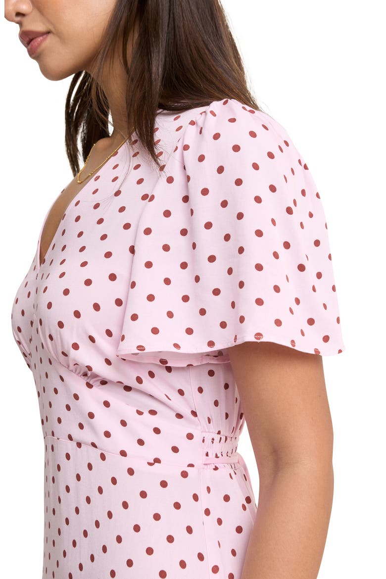 Atlas Polka Dot Midi Dress, Alternate, color, PINK
