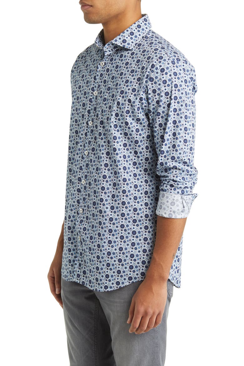 Harold Hi-Flex Stretch Cotton Button-Up Shirt, Alternate, color, NAVY
