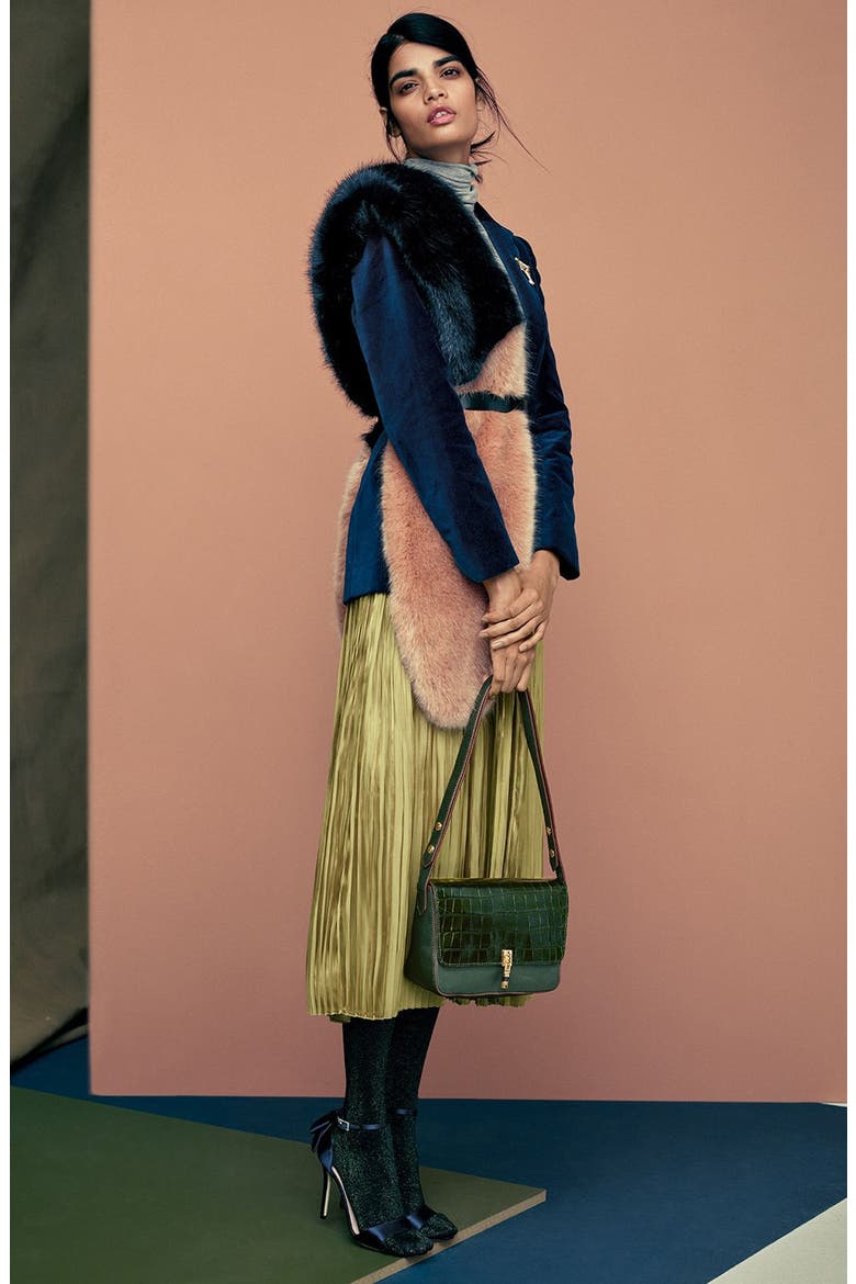 Faux Fur Stole, Alternate, color, BLACK