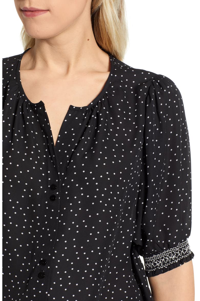 Valerie Dotted Puff Sleeve Blouse, Alternate, color, BLACK/ LILAC DOT