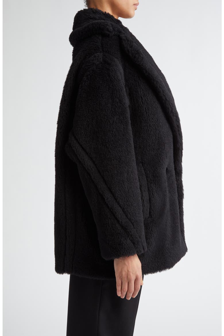 Olga Short Virgin Wool & Cashmere Coat, Alternate, color, BLACK