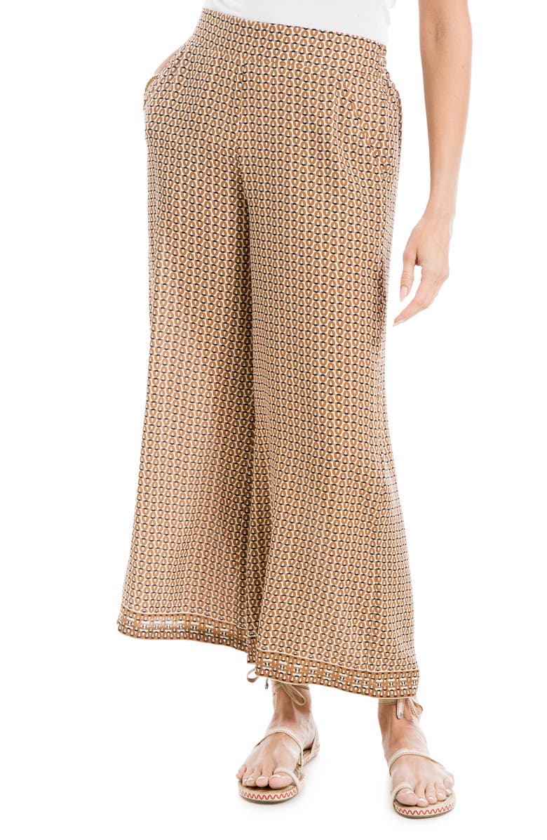 MAX STUDIO Crepe Wide Leg Pants, Alternate, color, Toast/ Cream Dolly Chains