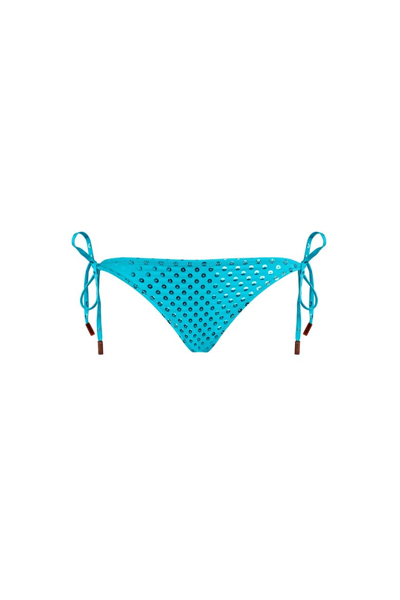 Side Tie Bikini Bottom Relief Sparkling, Main, color, Disco Green
