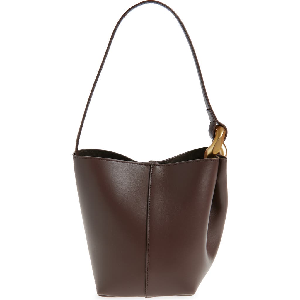 Jw Anderson Small Jwa Corner Leather Bucket Bag In Brown