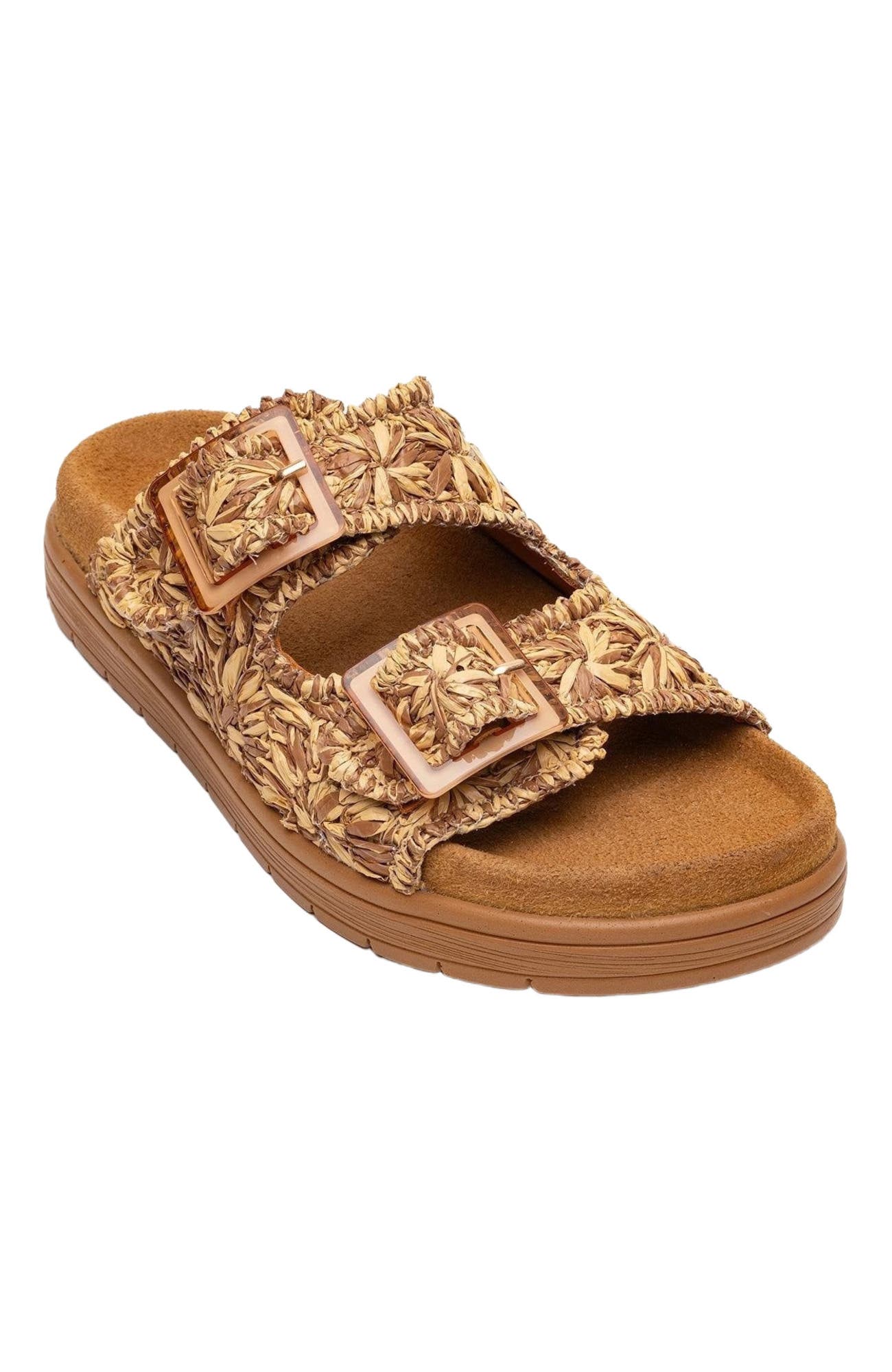 Forever & Always Shoes Milana Leather Double-Strap Sandal, Alternate, color, Cognac Leather
