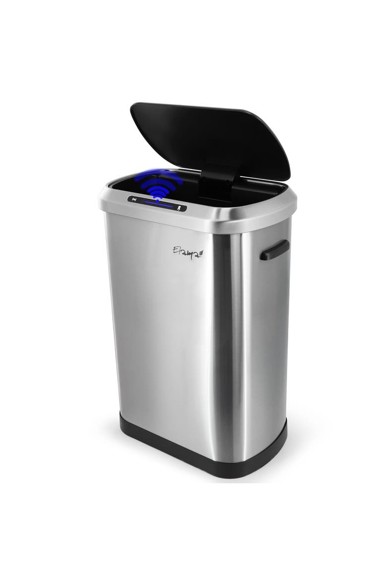 13 Gallon Automatic Sensor Hands Free Trash Can, Main, color, Silver