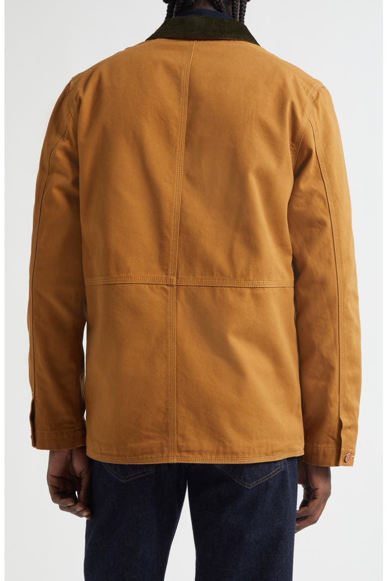 Check Lined Cotton Canvas Welder Chore Jacket, Alternate, color, LIGHT BROWN