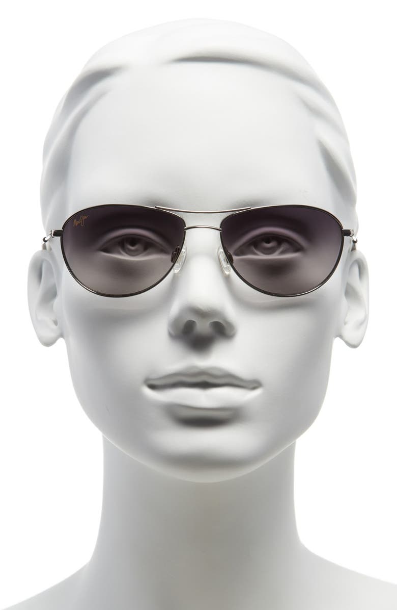 Maui Jim Baby Beach 56mm Polarized Aviator Sunglasses, Alternate, color, Silver/ Neutral Grey