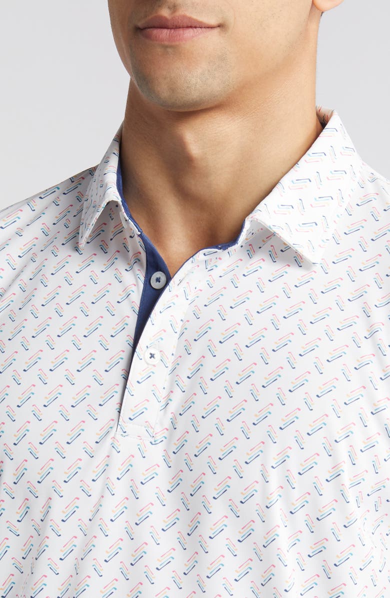 Swannies Max Golf Club Print Golf Polo, Alternate, color, White
