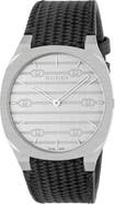 Gucci 25H Leather Strap Watch, 38mm