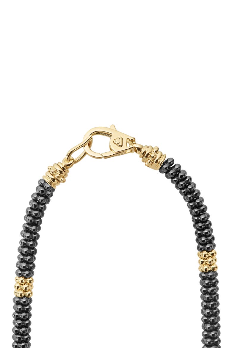 18K Gold & Black Caviar Bead Rope Necklace, Alternate, color, GOLD