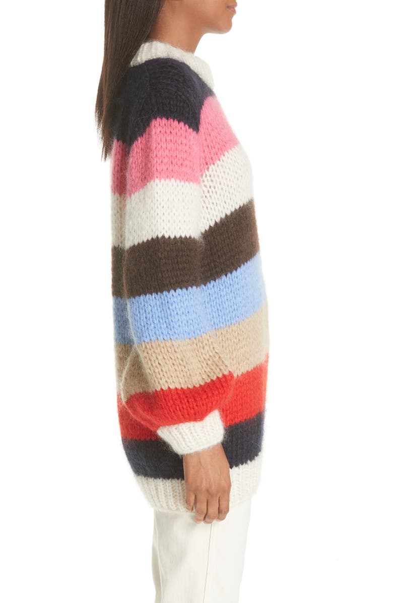 Ganni Julliard Multistripe Mohair & Wool Sweater, Alternate, color,