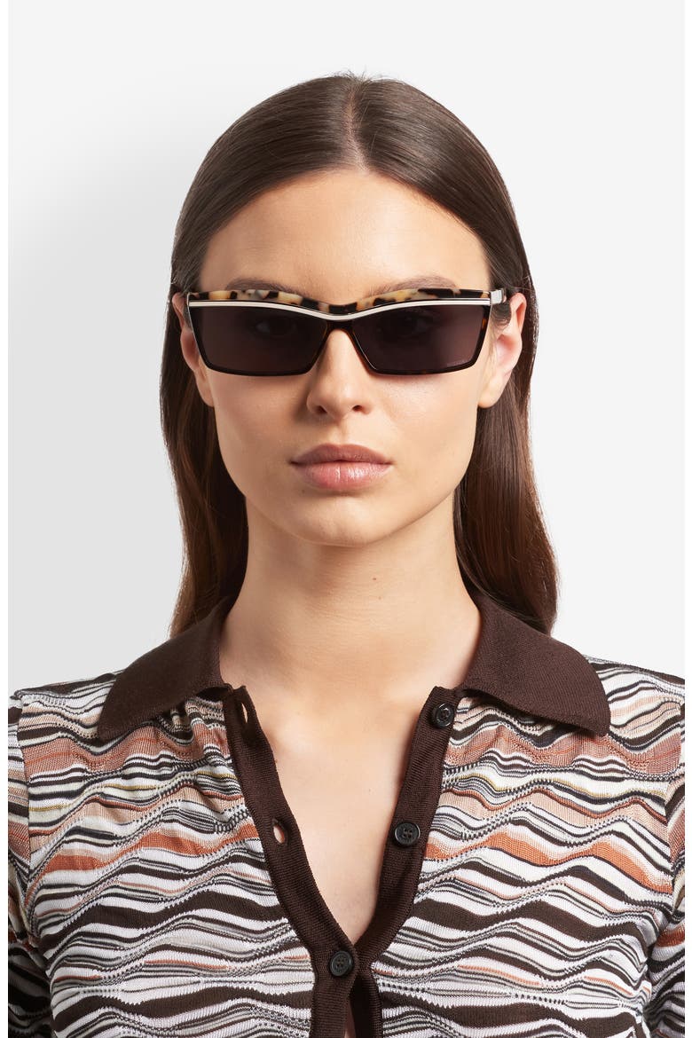 63mm Oversize Rectangular Sunglasses, Alternate, color, HAVANA WHITE/ GREY
