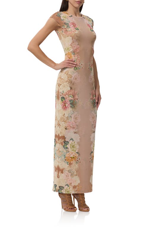 Afrm Cody Floral Print Cap Sleeve Dress In Brown