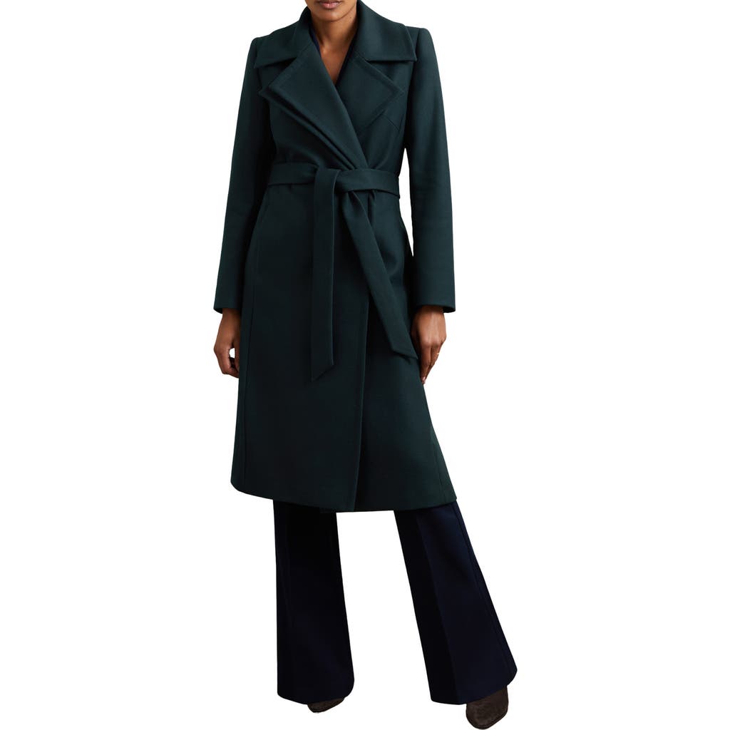 Reiss Odette Wool Blend Wrap Coat In Blue