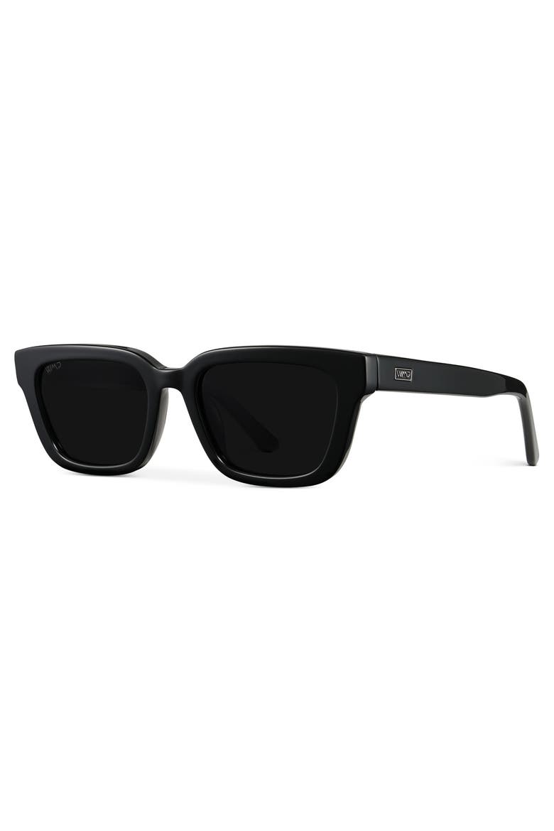 Vivian - 52mm Modern Rectangular Polarized Sunglasses, Alternate, color, Black