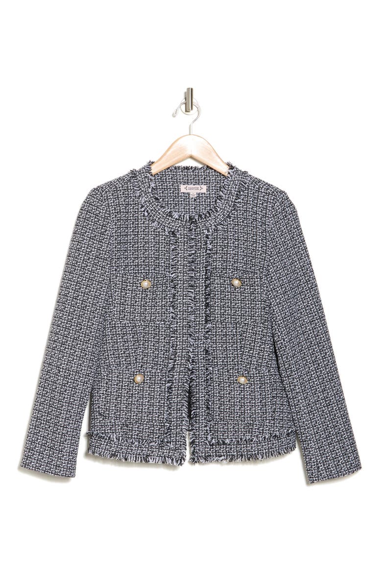 Bouclé Tweed Jacket, Alternate, color, VERY BLACK/ WHITE
