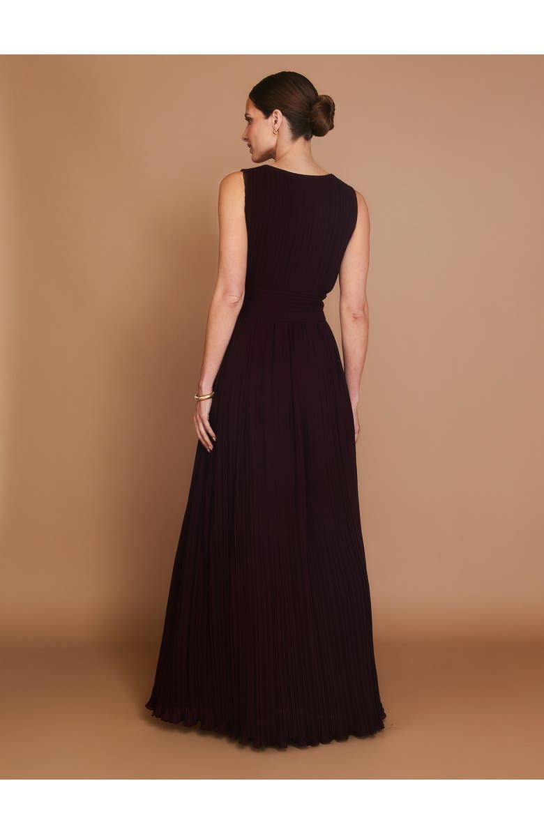 Six Stories Pleated Plunge Maxi Dress, Alternate, color, Wine