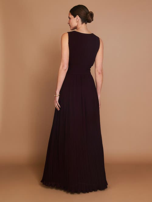 Six Stories Pleated Plunge Maxi Dress In Burgundy