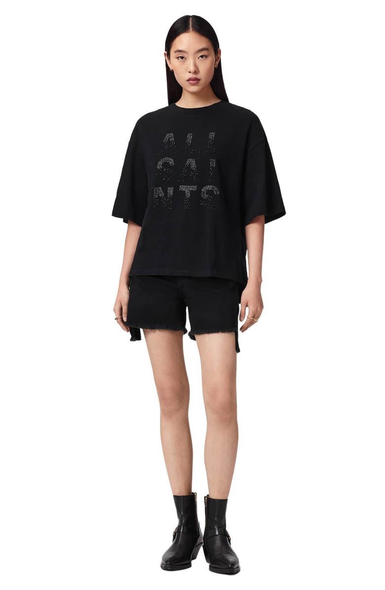 AllSaints Stacks Amelie T-Shirt, Alternate, color, Black