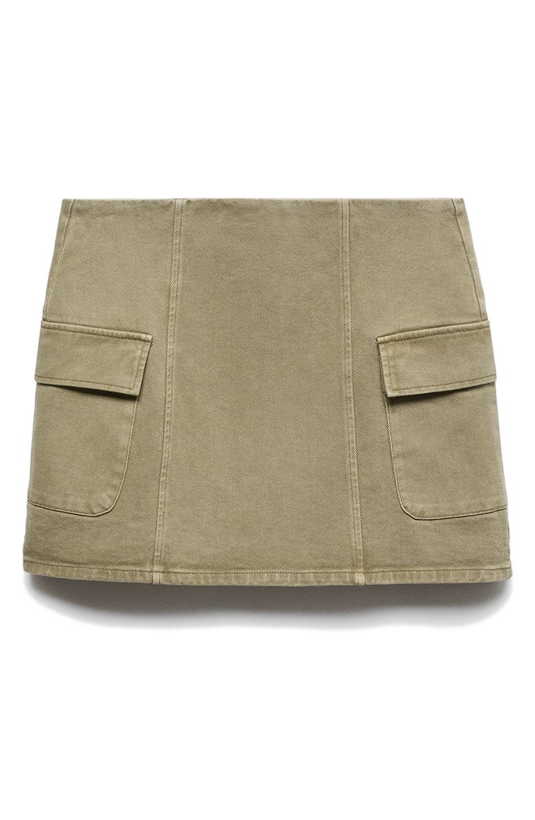 MANGO Denim Cargo Miniskirt, Main, color, Khaki Green