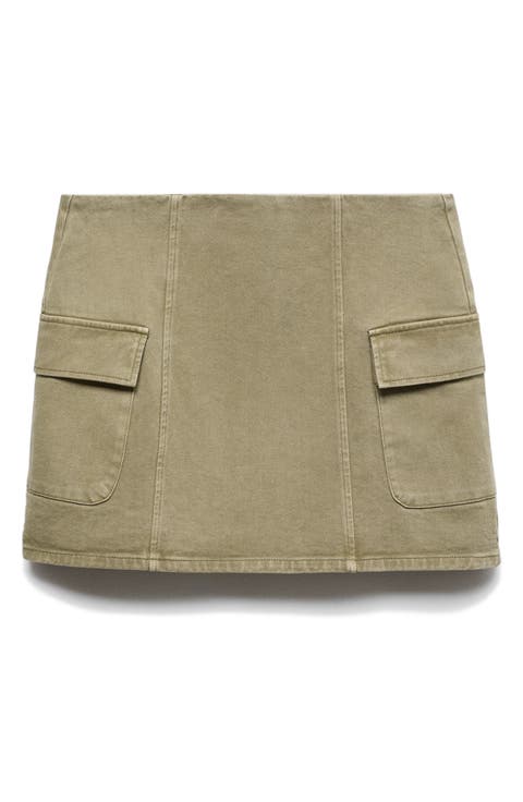 Denim Cargo Miniskirt