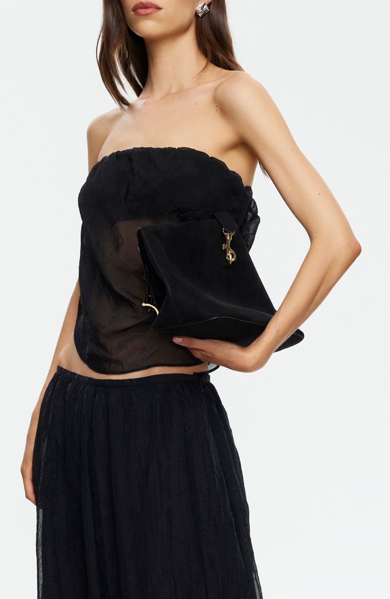 LIONESS Intuition Sheer Strapless Crop Top, Alternate, color, Noir