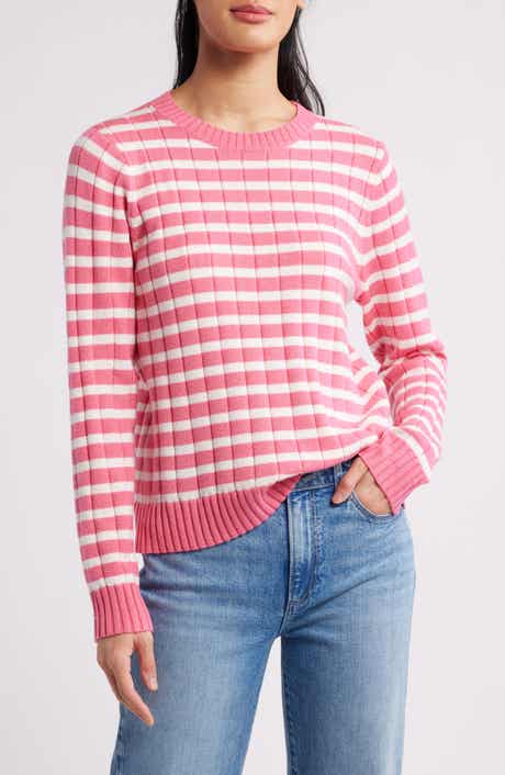 Caslon® Stripe Crewneck Rib Sweater