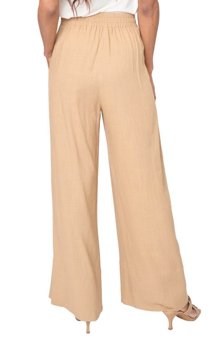 GIBSONLOOK Linen Blend Wide Leg Pants, Alternate, color, Nutshell Brown