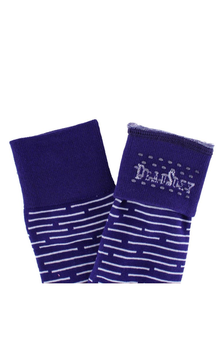 Dead Soxy Men's Broken Stripe Mid-Calf Premium Novelty Dress Socks, Alternate, color, Purple
