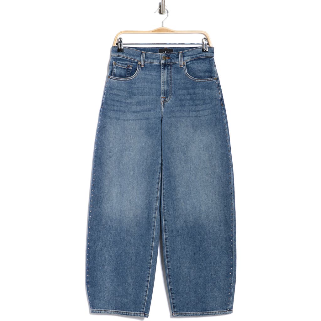 7 For All Mankind Bonnie Curvilinear Raw Hem Barrel Leg Jeans In Blue