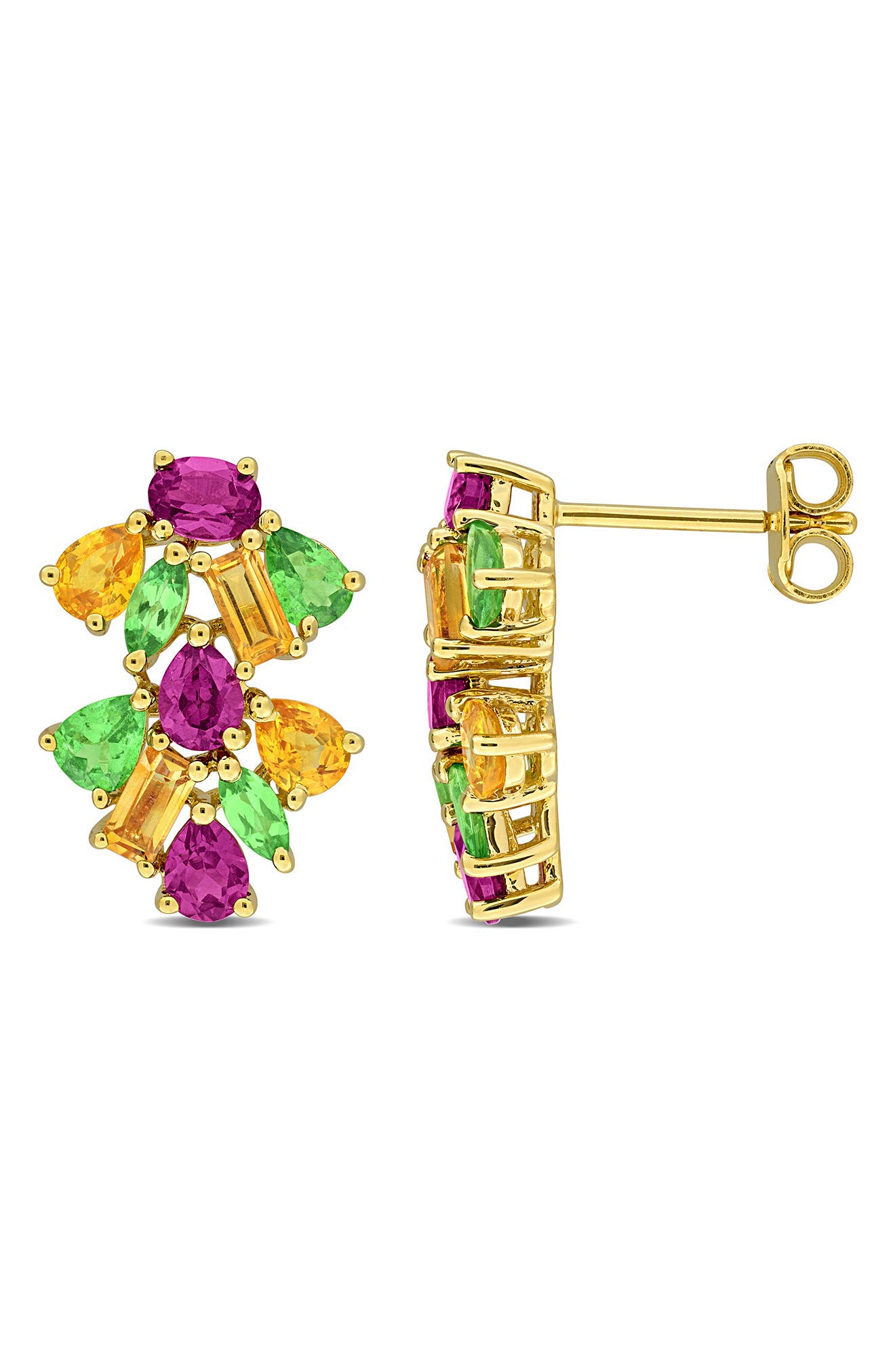 Mixed Gemstone Drop Earrings