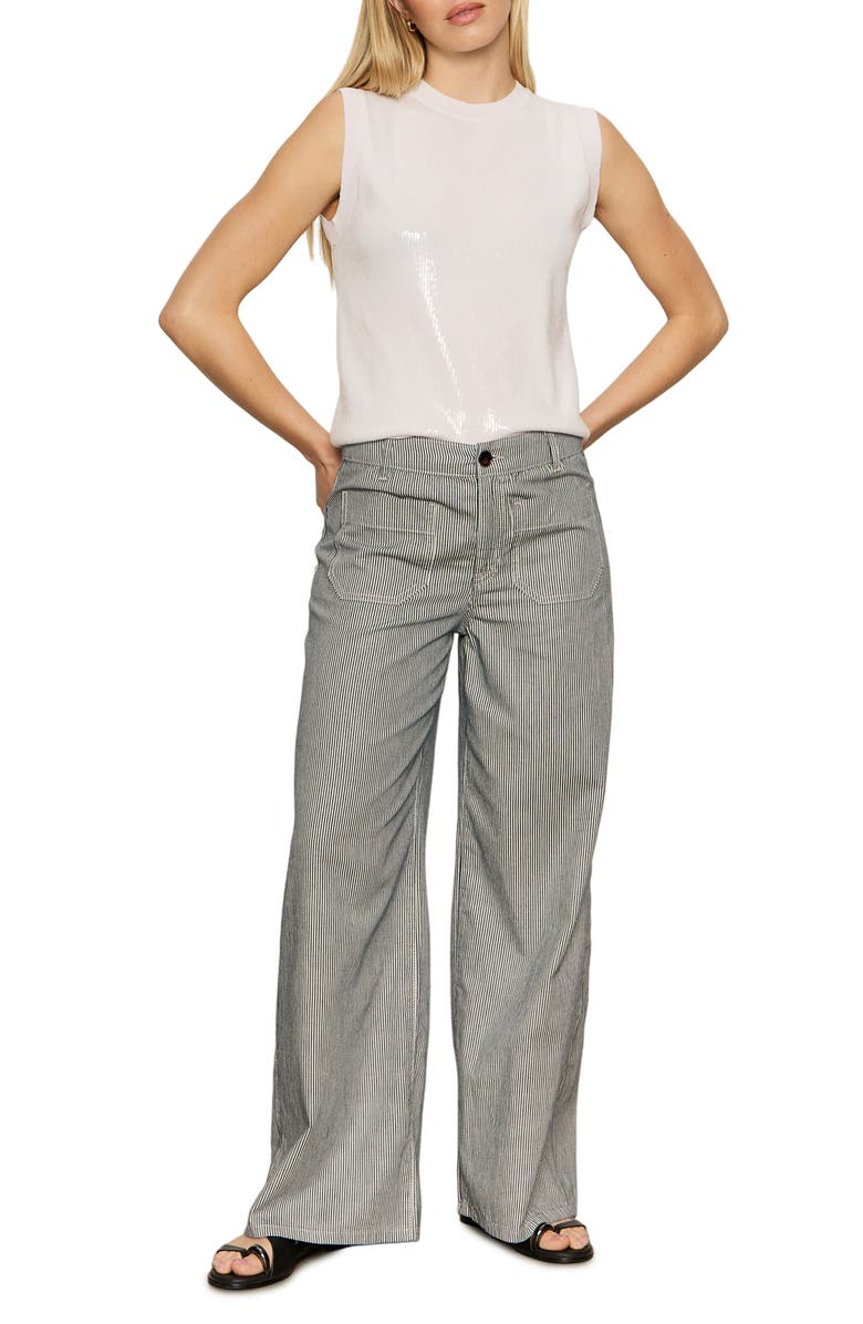 Sanctuary The Marine Stripe Patch Pocket Wide Leg Pants, Alternate, color,
