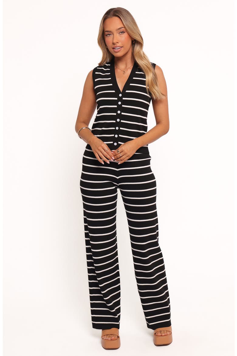 Juna Stripe Sleeveless Sweater & Pants Set, Alternate, color, BLACK WHITE STRIPE