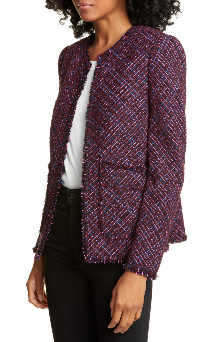 Rebecca Taylor Fringe Detail Cotton & Wool Tweed Jacket, Alternate, color, 