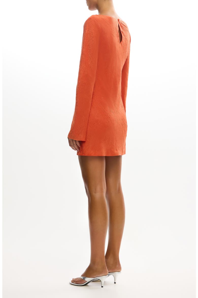 Arielle Long Sleeve Crushed Satin Cocktail Minidress, Alternate, color, RUST