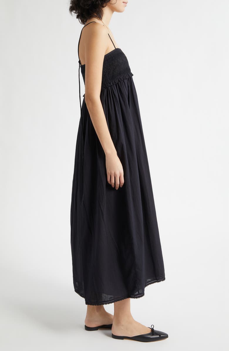 POSSE Danielle Embroidered Lace Ruffle Trim Midi Dress, Alternate, color, Black