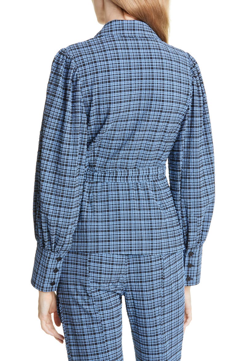 Check Seersucker Wrap Blouse, Alternate, color, MINI CHECK GRANADA SKY