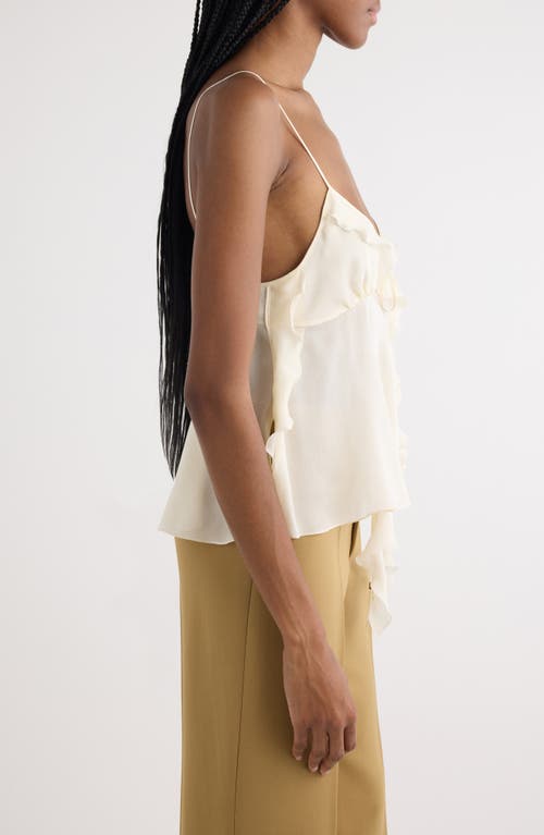 Chloé Ruffled Tie-front Silk-chiffon Top In Dusty White